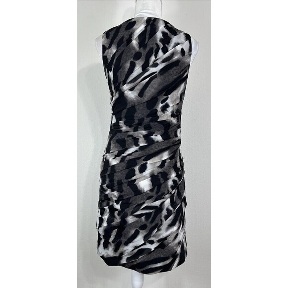 ANN TAYLOR Black Grey Animal Print Sleeveless Dress Size 6 - Picture 4 of 14